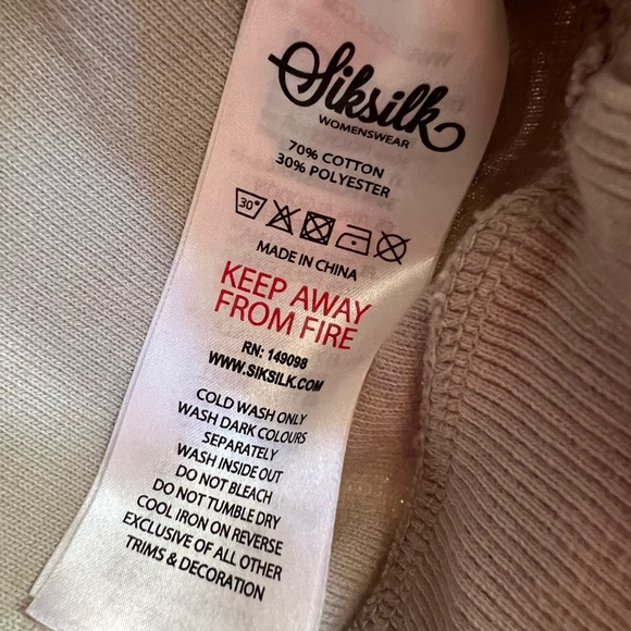 SikSilk Cropped Sweatshirt Greige Colorblock Logo Pullover US 6 - Picture 11 of 11